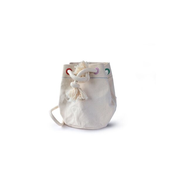 NEW MADEWELL Canvas Bag Small Natural w/ Multicolor Accent Bucket Pouch Bag - Picture 8 of 9